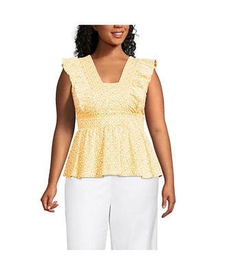 Lands' End Plus Lightweight Jersey Ruffle Peplum Top