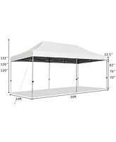 10 x 20 Feet Adjustable Folding Heavy Duty Sun Shelter with Carrying Bag-White