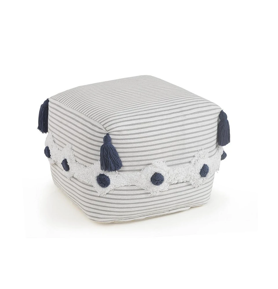 18" Grey 100% Cotton Ottoman
