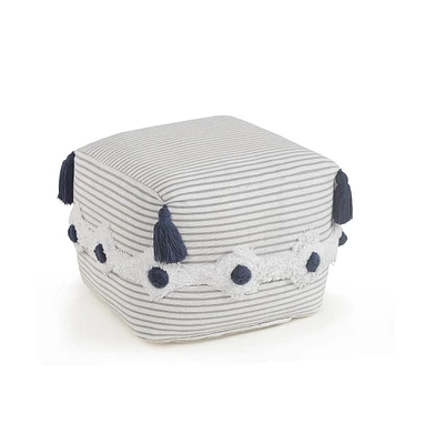 18" Grey 100% Cotton Ottoman