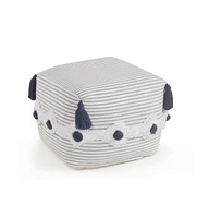 18" Grey 100% Cotton Ottoman