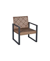 4-Piece Patio Furniture Set Outdoor Balcony Porch Garden Backyard Lawn Furniture Acacia Wood Table Top