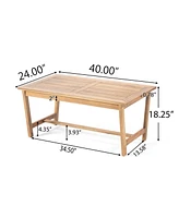 4-Piece Wood Patio Conversation Set with Gray Cushions