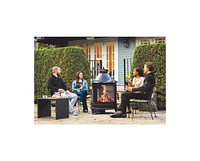 Metal Outdoor Garden 2-in-1 Heating Stove Fireplace Fire Pit with Rotatable and Removable Cooking Stove Rack