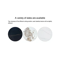 42" Round Sintered Stone Table & 6 White/Silver Chairs