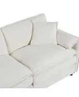 Oversized U-Shaped Sectional Sofa with Ottomans - Beige