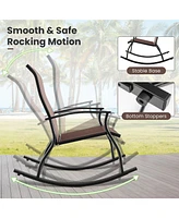 2 Pieces Outdoor Rocking Chairs with Breathable Backrest