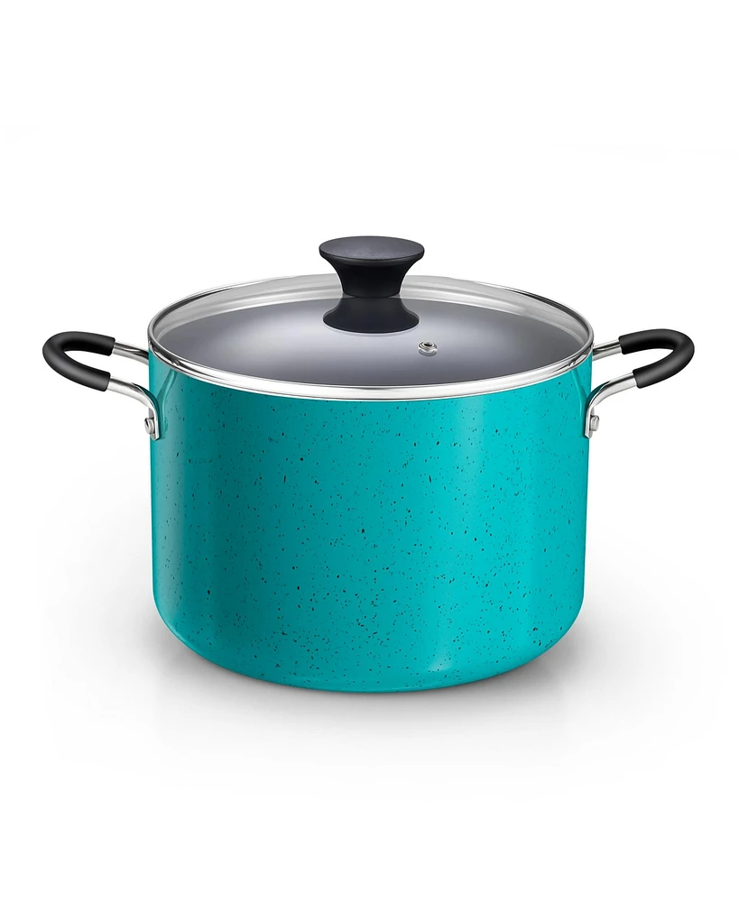 Cook N Home Nonstick Stockpot with Lid 8-Quarts, Professional Cooking Soup Pot, Canning Cookware, Turquoise