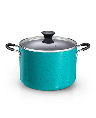 Cook N Home Nonstick Stockpot with Lid 8-Quarts, Professional Cooking Soup Pot, Canning Cookware, Turquoise