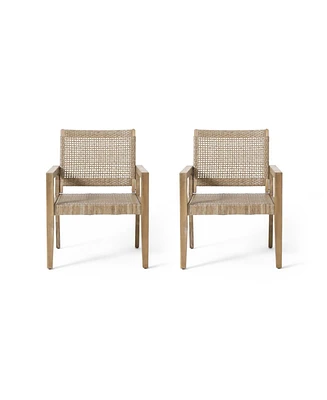 Wicker & Acacia Club Chairs (Set of 2)