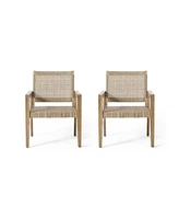 Wicker & Acacia Club Chairs (Set of 2)