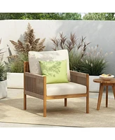 Woven Outdoor Lounge Chair - Wood Frame, Polyester Cushions