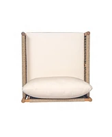 Woven Outdoor Lounge Chairs - Wood Frame & Cushions (Set of 2)