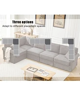 Dark Gray Modular Sectional Sofa Set - Convertible L-Shape Couch