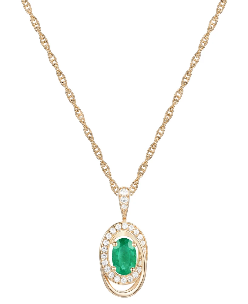 Ruby (5/8 ct. t.w.) & Diamond (1/8 Oval Swirl 18" Pendant Necklace 14k Gold (Also Emerald Sapphire)
