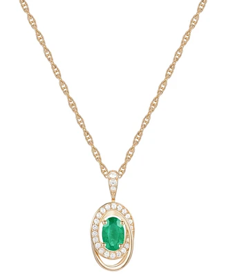 Ruby (5/8 ct. t.w.) & Diamond (1/8 Oval Swirl 18" Pendant Necklace 14k Gold (Also Emerald Sapphire)