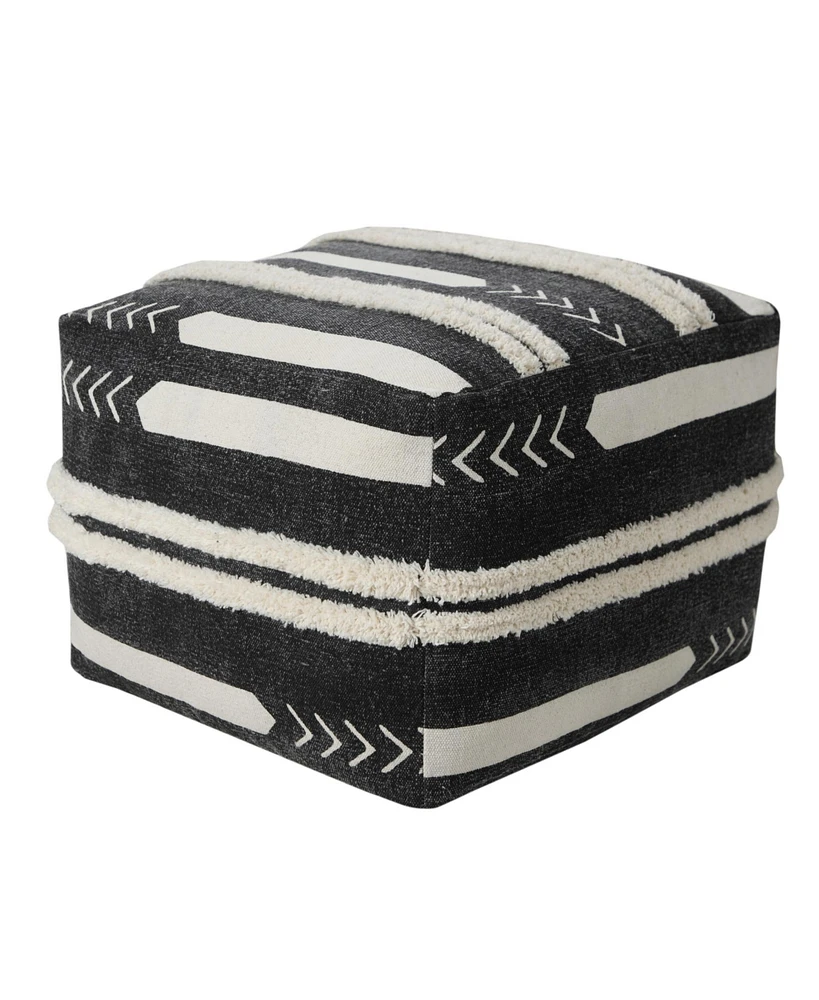 18" Black 100% Cotton Ottoman