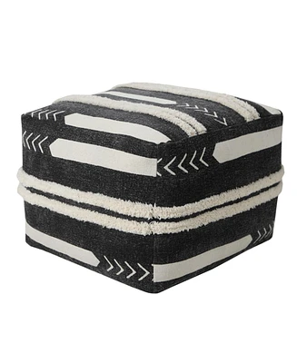 18" Black 100% Cotton Ottoman