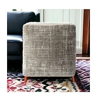 18" Grey Polyester Blend Ottoman
