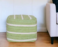 Cotton Cube Striped Pouf Ottoman for Living Room Seating and Decor