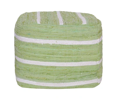 Cotton Cube Striped Pouf Ottoman for Living Room Seating and Decor