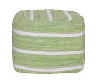 Cotton Cube Striped Pouf Ottoman for Living Room Seating and Decor