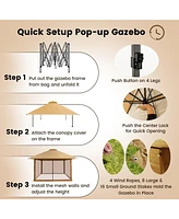 13 x 13 Feet Pop-up Instant Canopy Tent with Mesh Sidewall-Coffee