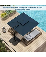 9.5 Feet Cantilever Patio Umbrella with 360° Rotation and Double Top-Navy