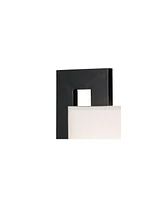 Floating Square 20 1/2" High Small Modern Accent Table Lamps Set of 2 Pull Chain Black Finish White Shade Living Room Bedroom Bedside Nightstand