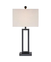 Aston Modern Industrial Table Lamps 26" High Set of 2 Rich Black Open Rectangular Metal Base Off-White Fabric Shade for Living Room Bedroom House