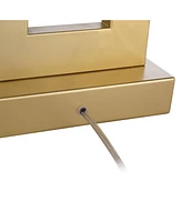 Marshall 30" Tall Open Rectangle Large Modern Luxe Glam End Table Lamps Set of 2 Gold Finish Metal White Shade Living Room Bedroom Bedside Nights