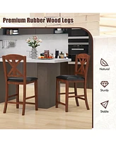 Gymax 24'' Modern Bar Stools Set of w/ Hollowed High Backrest Waterproof Pu Leather