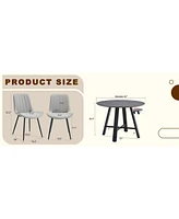 Round Gray Dining Set - Table & 4 Chairs
