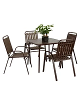 Brown 5-Piece Outdoor Dining Set