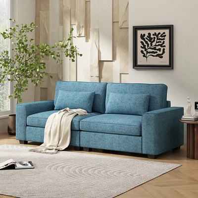 79.5" Modern Fabric Sofa with Plush Cushions, Sleek Arm Design, and Sturdy Solid Wood Frame – Comfortable Seating for Living Room