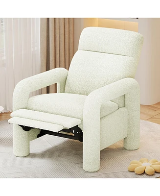 Beige Push Back Recliner with Adjustable Backrest