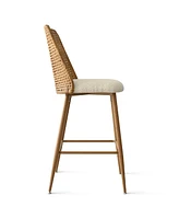 Set of 4 Rattan Back Counter Height Bar Stools, 27'' Woven Cane Bar Chairs for Kitchen Island & Home Bar-Maison Boucle