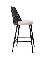 Set of 4 Rattan Back Counter Height Bar Stools, 27'' Woven Cane Chairs for Kitchen Island & Home Bar-Maison Boucle