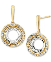 Diamond Sunray Circle Drop Earrings (1/2 ct. t.w.) in 14k Two-Tone Gold