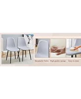 White Marble Dining Set: 63" Table & 6 Gray Chairs