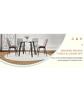 42" Glass Table & 4 Pu Chairs - Modern Minimalist