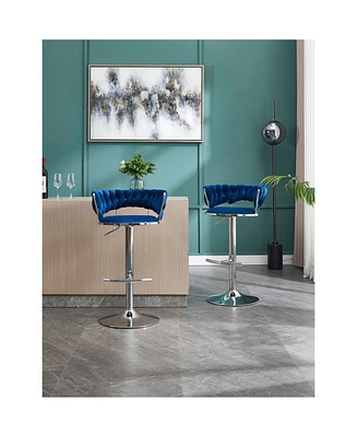 Velvet Bar Stools, Chrome Base