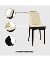 51" Glass Dining Table Set, Black Metal Legs & Pu Chairs