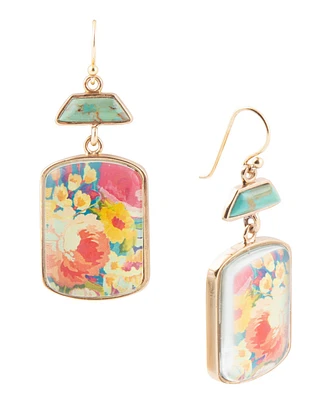Barse Scenic Floral Blue Turquoise Golden Earrings