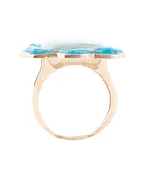 Barse Scenic Red Floral Blue Apatite Golden Statement Ring