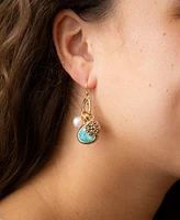 Barse Blue Turquoise and White Cultivated Pearl Multi Charm Earrings