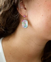 Barse Scenic Pink Flamingo Agate Golden Drop Earrings