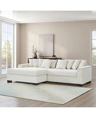Luxury Sectional Couch, Convertible Chaise, Corduroy Beige