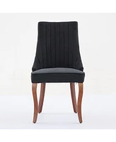 Rayon Linen Dining Chairs, Set of 2 (Black