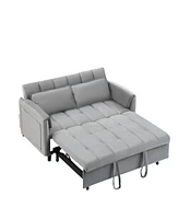 Grey Velvet Sofa Bed - Modern 3-in-1 Sleeper